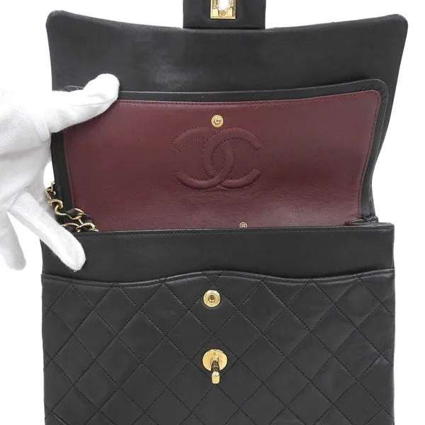 CHANEL Around 1990 Made Classic Flap Turn-Lock Chain Bag Black
