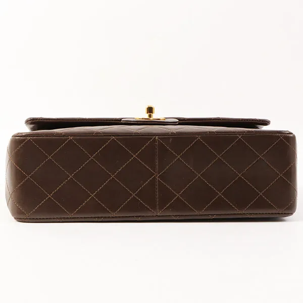 Chanel Around 1990 Made Classic Flap Turn-Lock Chain Bag Brown