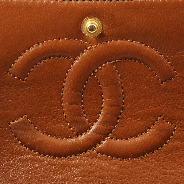 Chanel Around 1990 Made Classic Flap Turn-Lock Chain Bag Brown