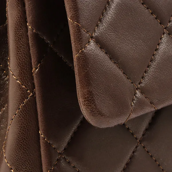 Chanel Around 1990 Made Classic Flap Turn-Lock Chain Bag Brown