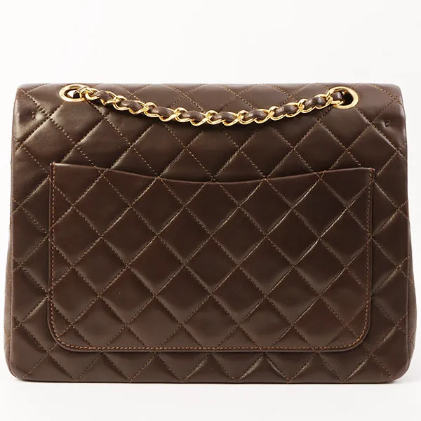 Chanel Around 1990 Made Classic Flap Turn-Lock Chain Bag Brown