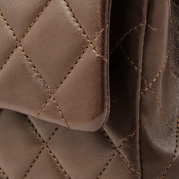 Chanel Around 1990 Made Classic Flap Turn-Lock Chain Bag Brown