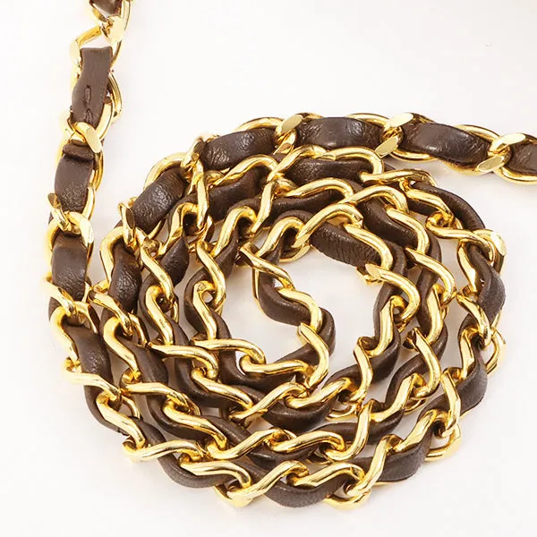 Chanel Around 1990 Made Classic Flap Turn-Lock Chain Bag Brown