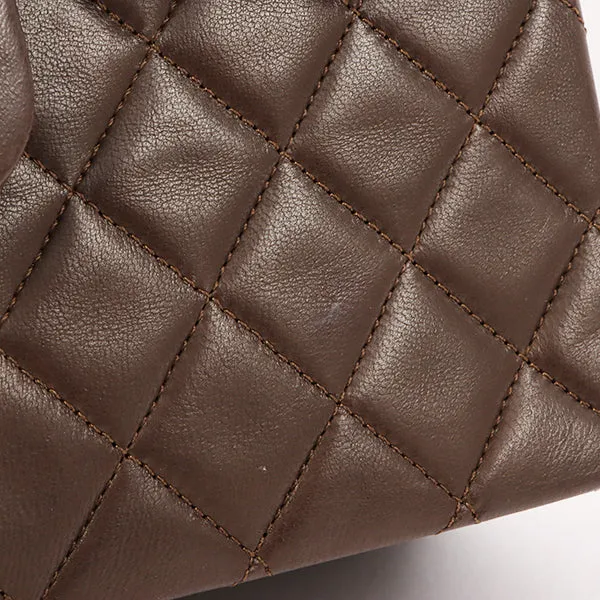 Chanel Around 1990 Made Classic Flap Turn-Lock Chain Bag Brown