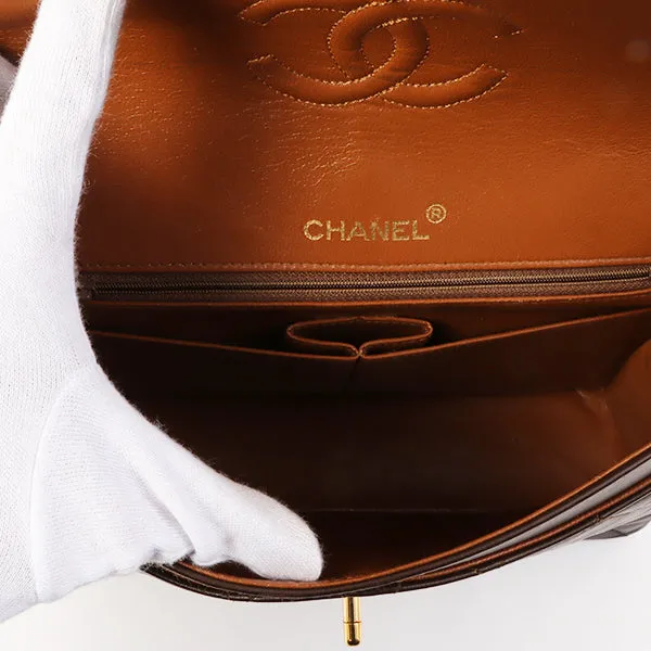 Chanel Around 1990 Made Classic Flap Turn-Lock Chain Bag Brown