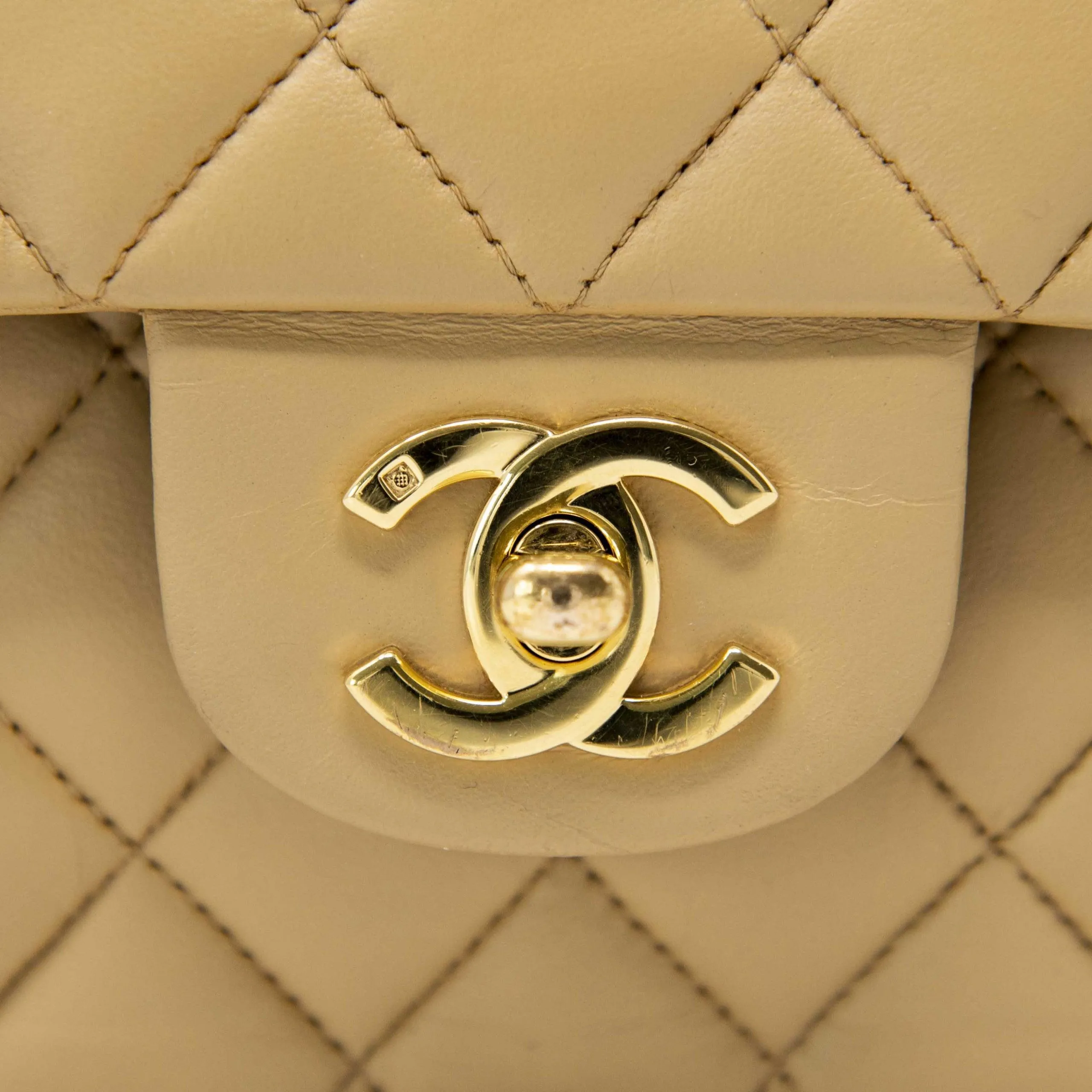 Chanel Beige Medium Vintage Classic Flap
