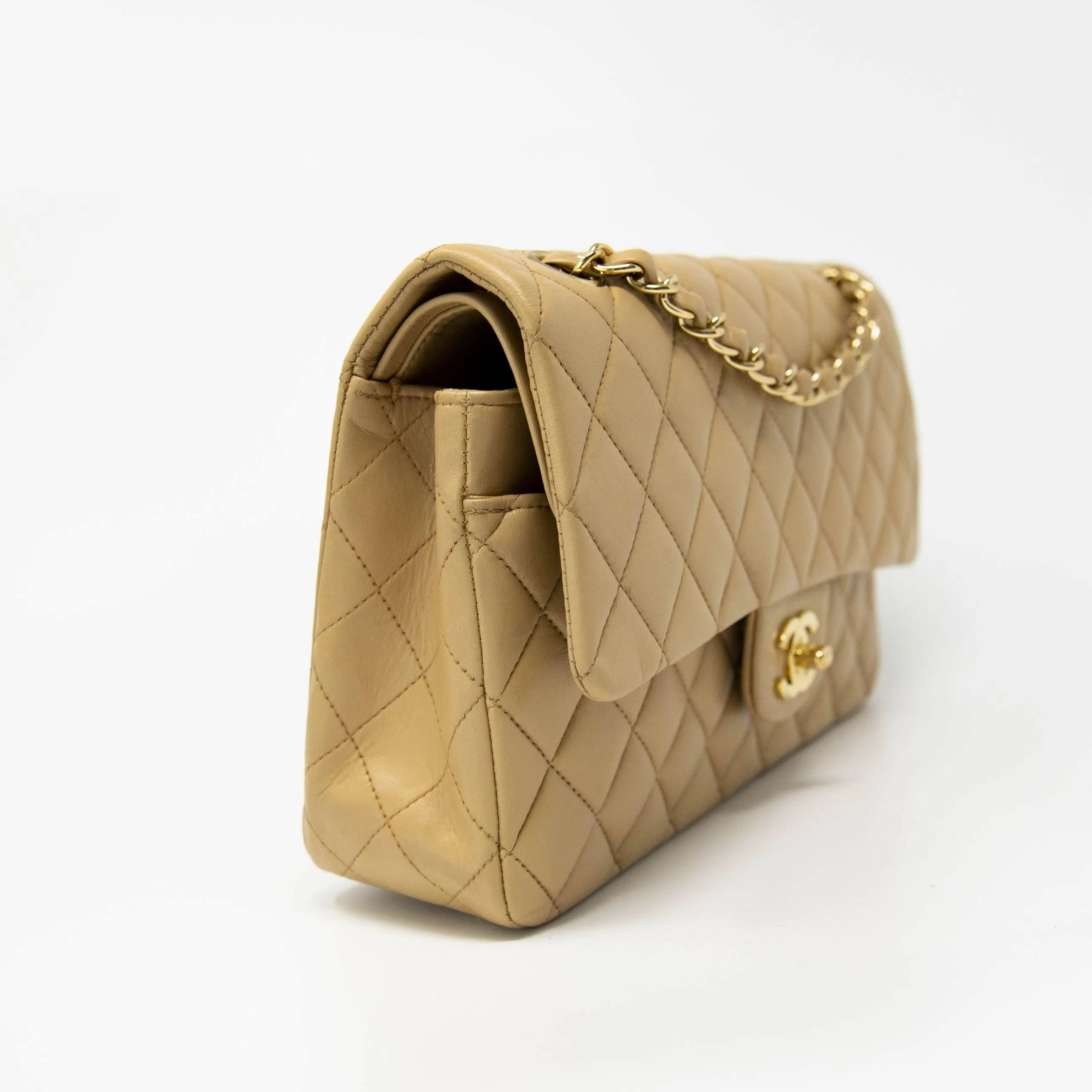 Chanel Beige Medium Vintage Classic Flap