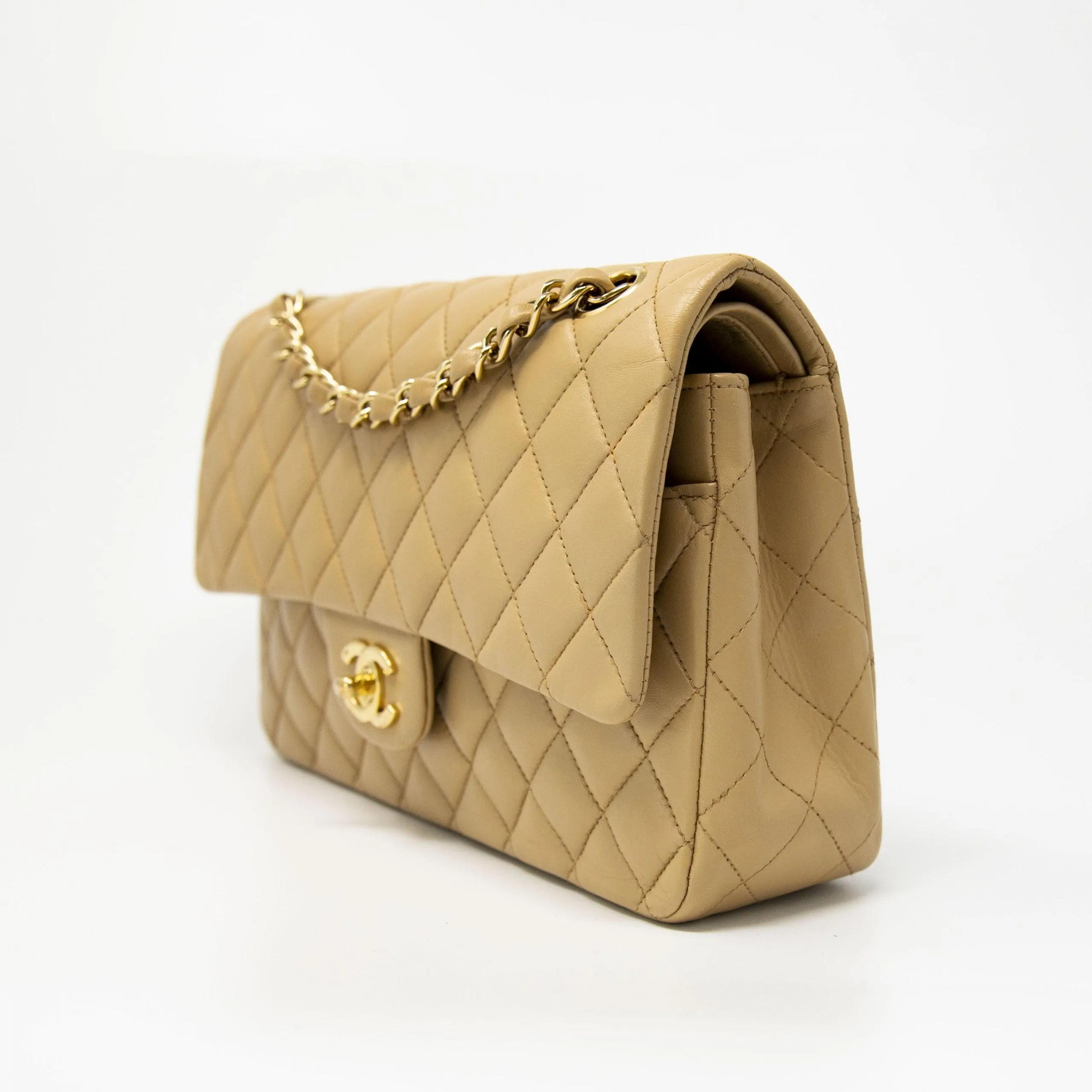 Chanel Beige Medium Vintage Classic Flap