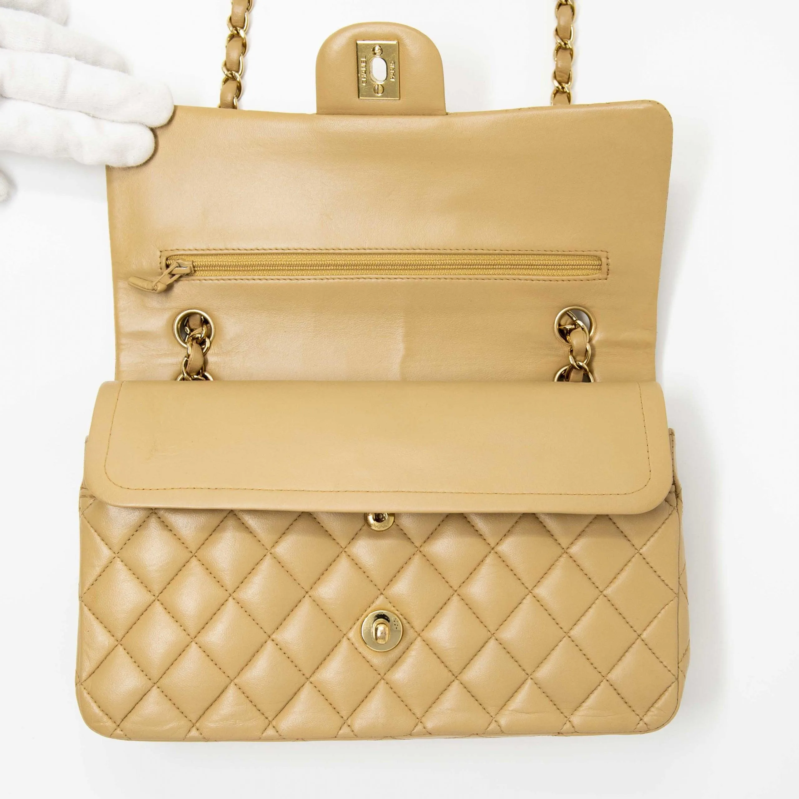 Chanel Beige Medium Vintage Classic Flap