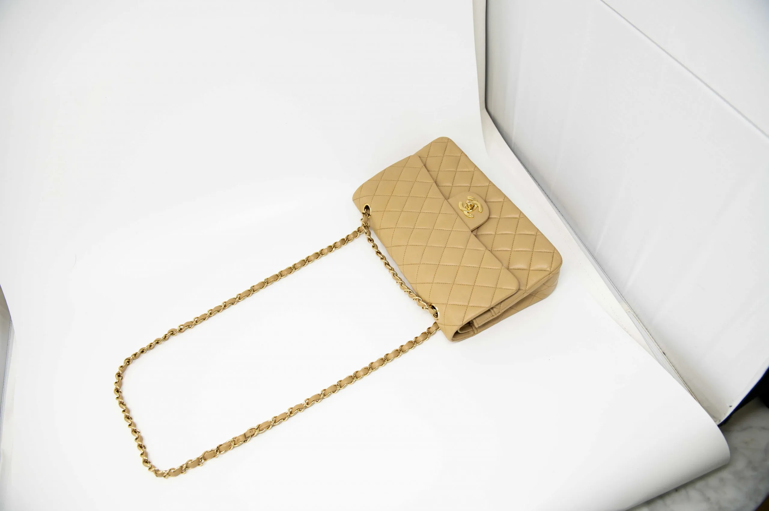 Chanel Beige Medium Vintage Classic Flap