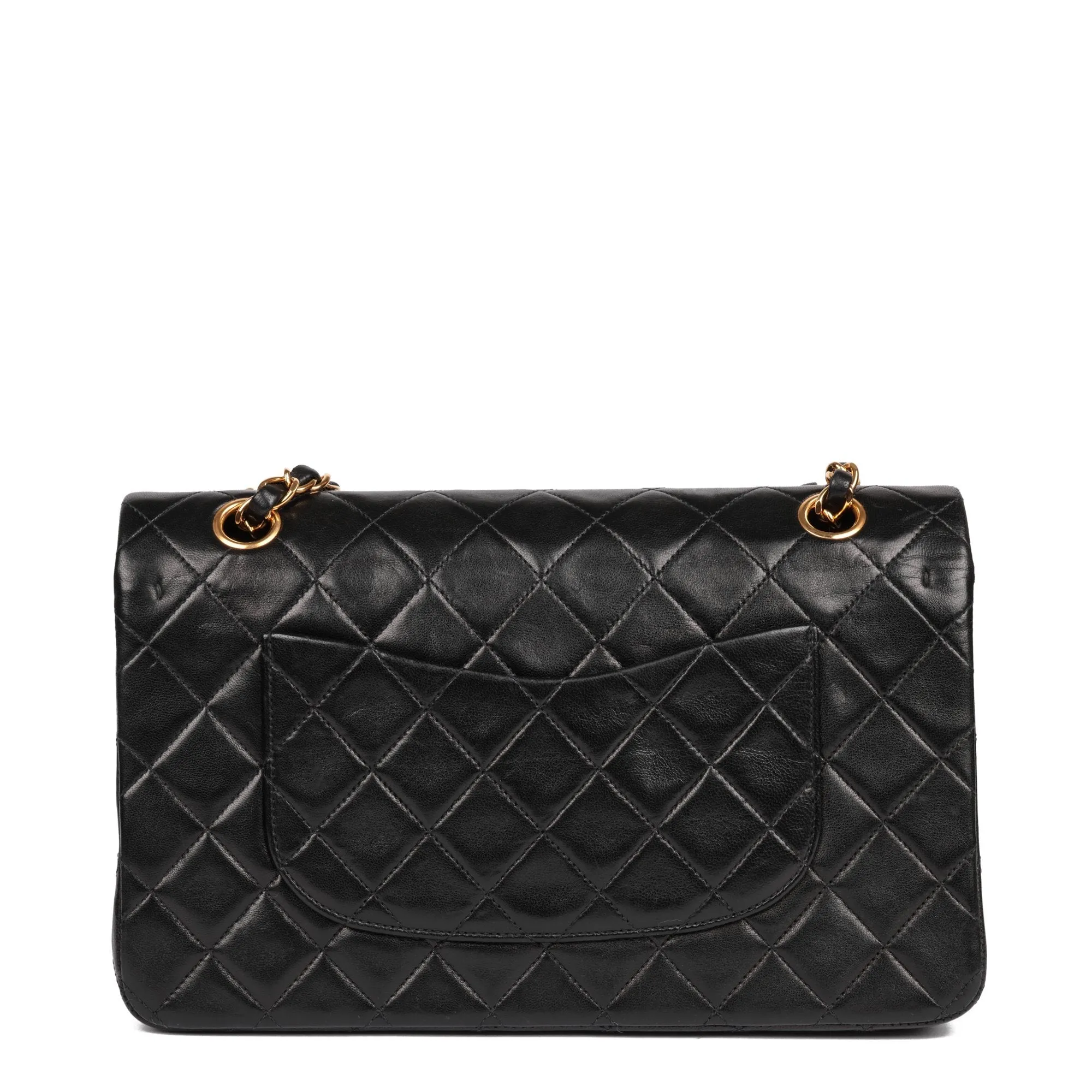 Chanel Black Quilted Lambskin Vintage Medium Classic Double Flap Bag