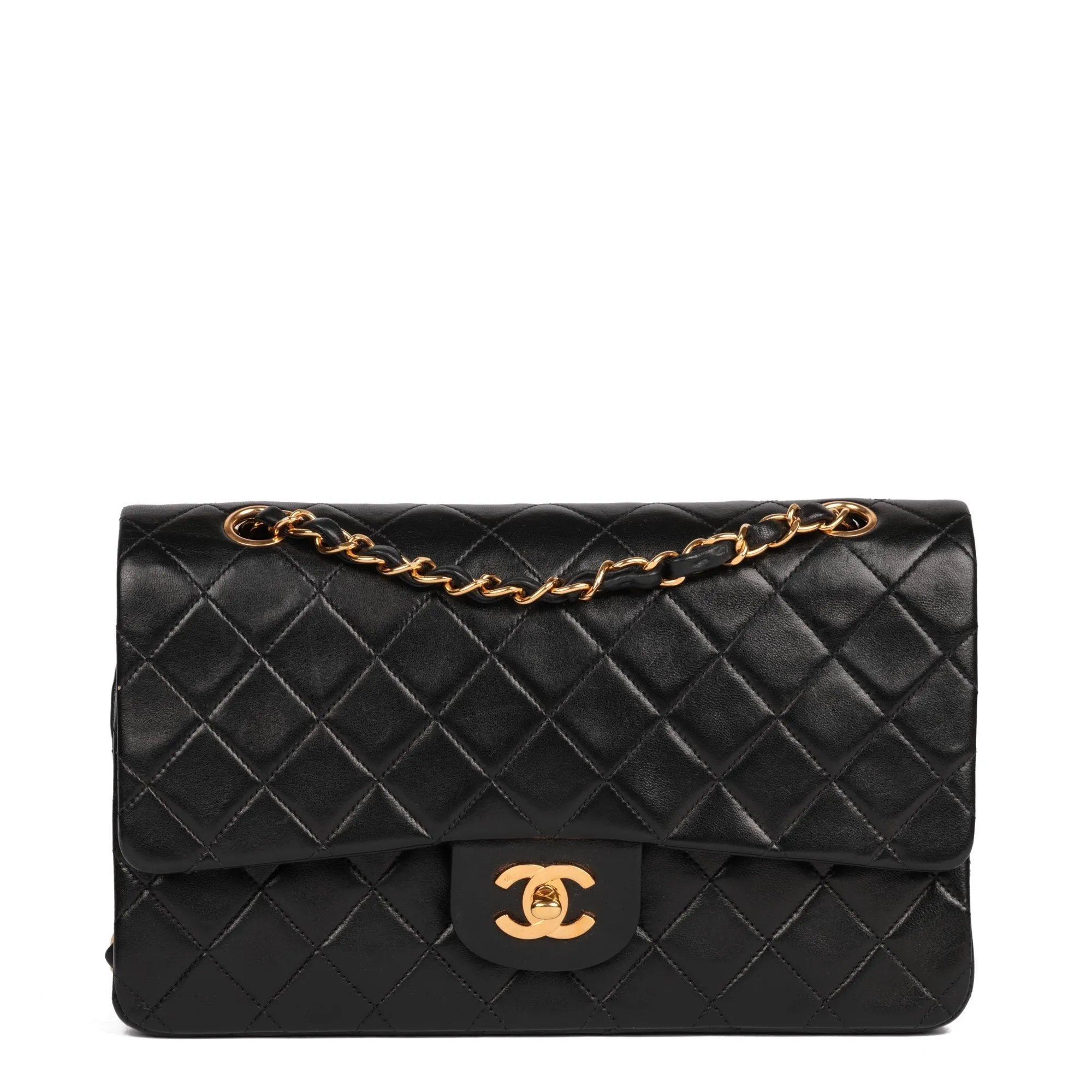 Chanel Black Quilted Lambskin Vintage Medium Classic Double Flap Bag
