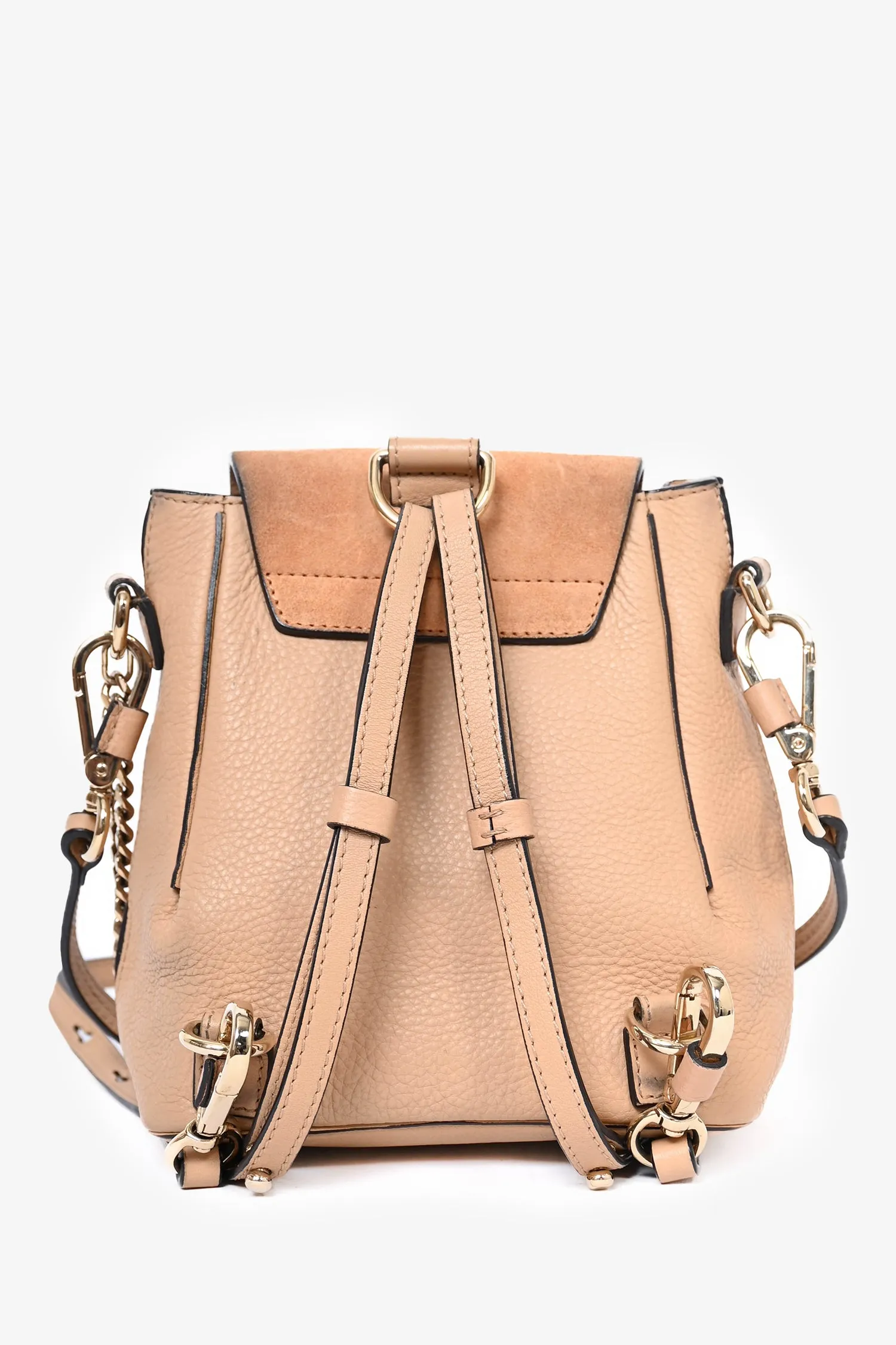 Chloe Tan Leather/Suede Mini Faye Backpack