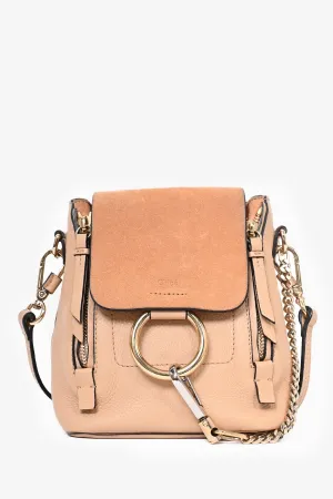 Chloe Tan Leather/Suede Mini Faye Backpack