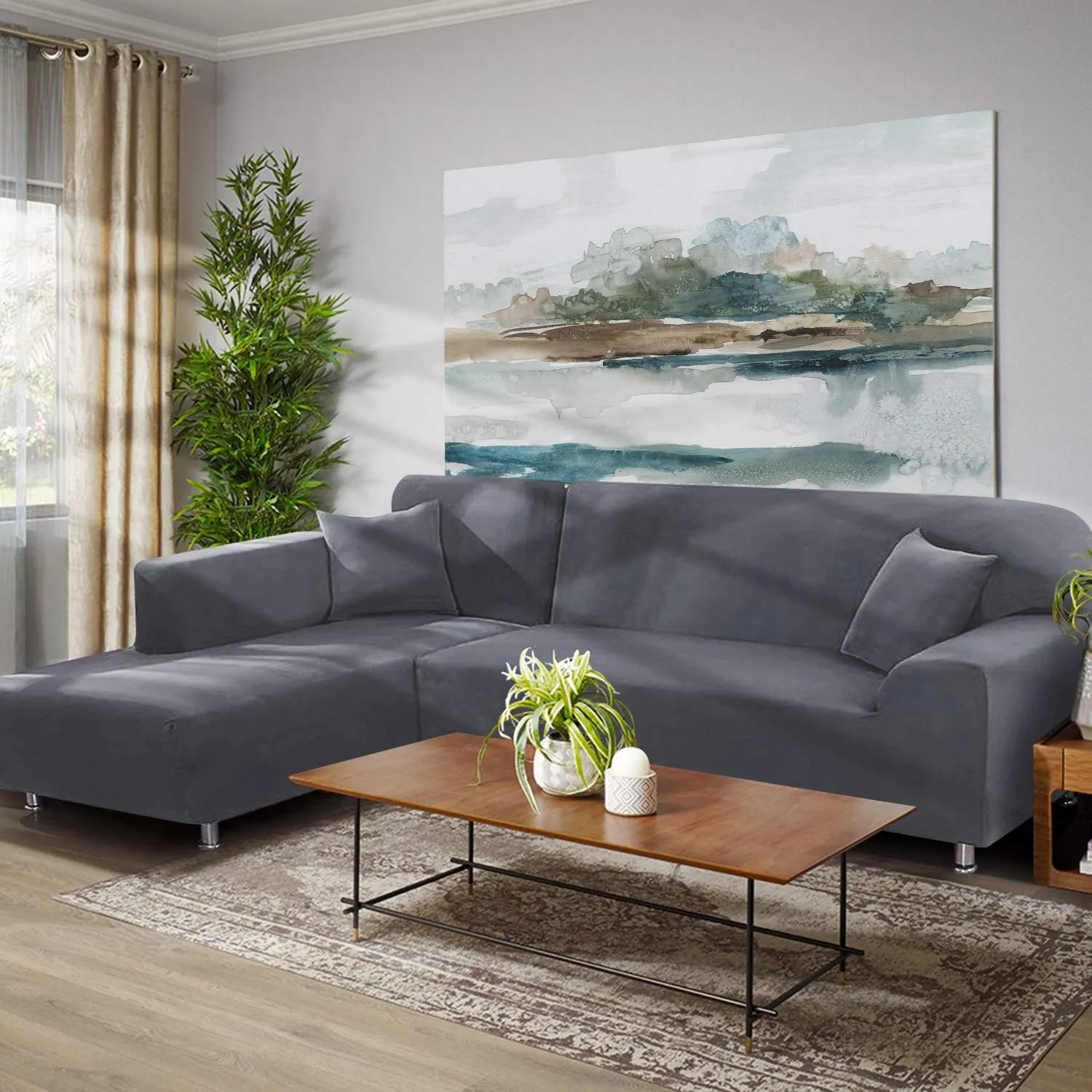 Chocolate L-Shaped Sofa Covers (3 Seater   3 Seater )