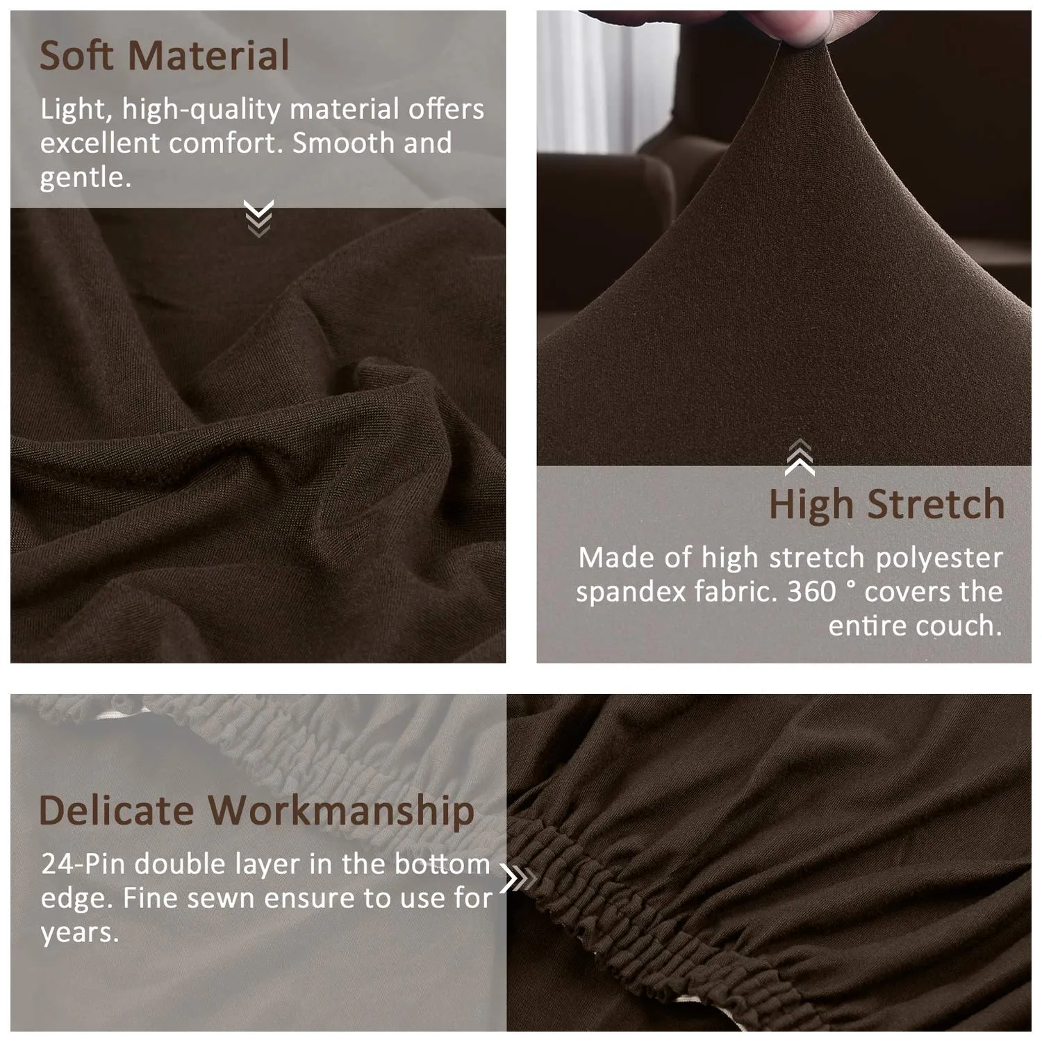Chocolate L-Shaped Sofa Covers (3 Seater   3 Seater )