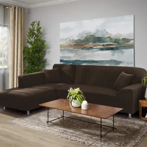 Chocolate L-Shaped Sofa Covers (3 Seater   3 Seater )