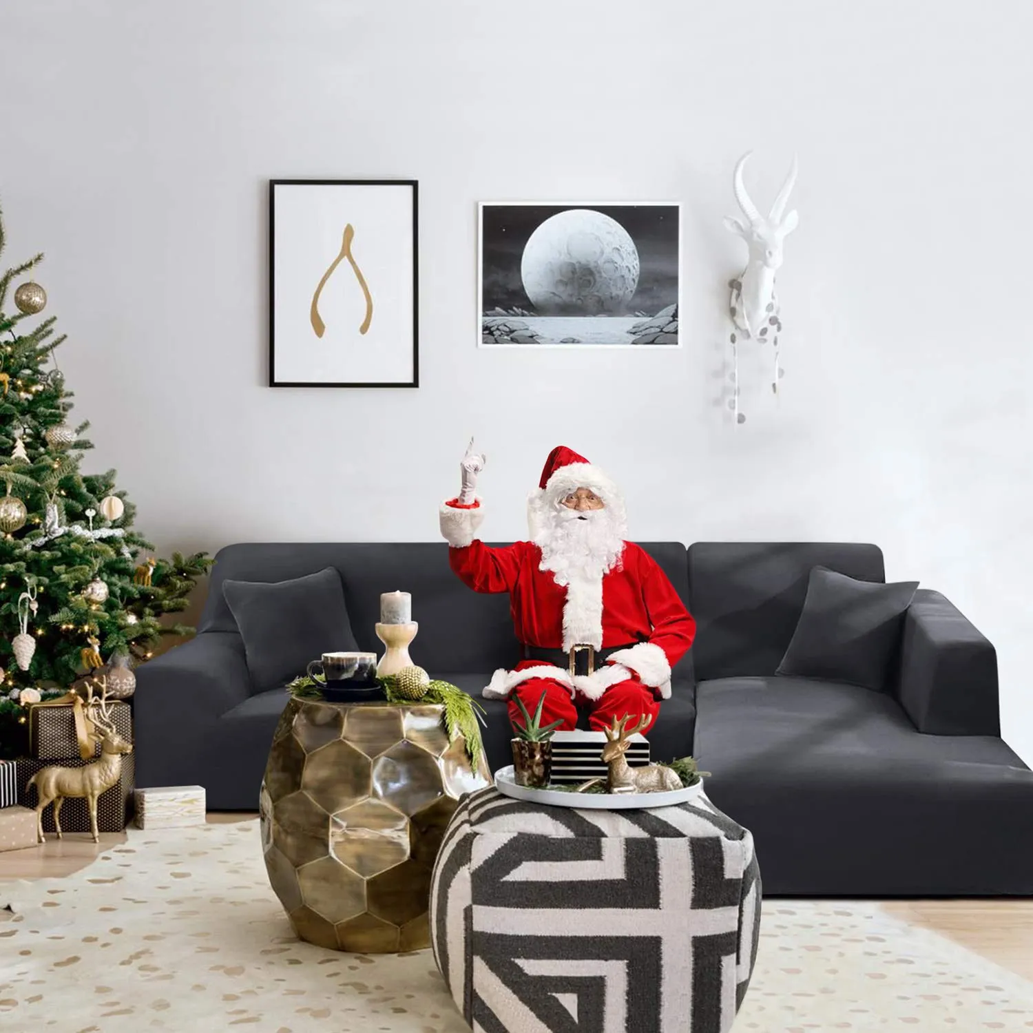 Chocolate L-Shaped Sofa Covers (3 Seater   3 Seater )
