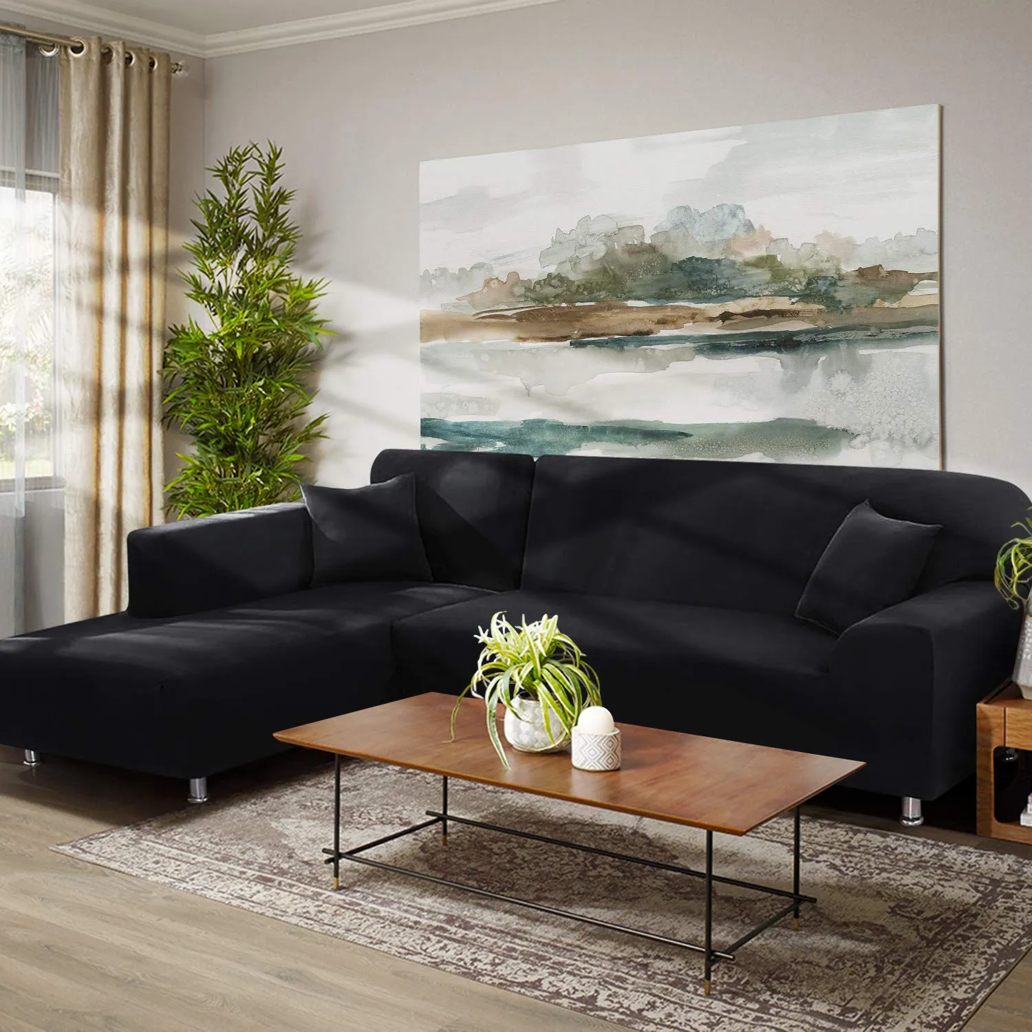 Chocolate L-Shaped Sofa Covers (3 Seater   3 Seater )