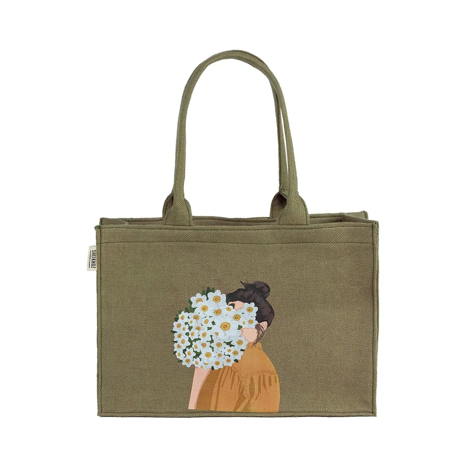 Cotton Canvas Tote Bag - Mimi Girl Corsage Off-White