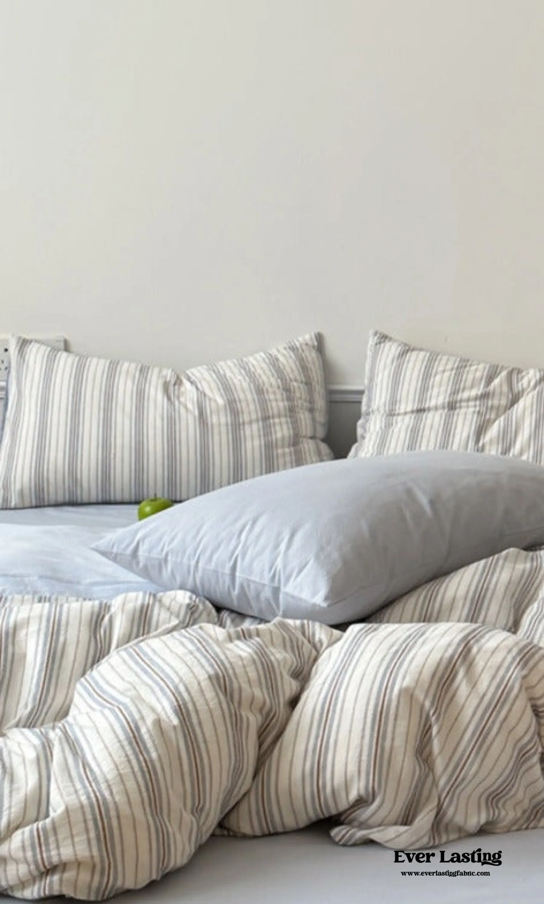 Cozy Pastel Striped Washed Cotton Pillowcases / Blue
