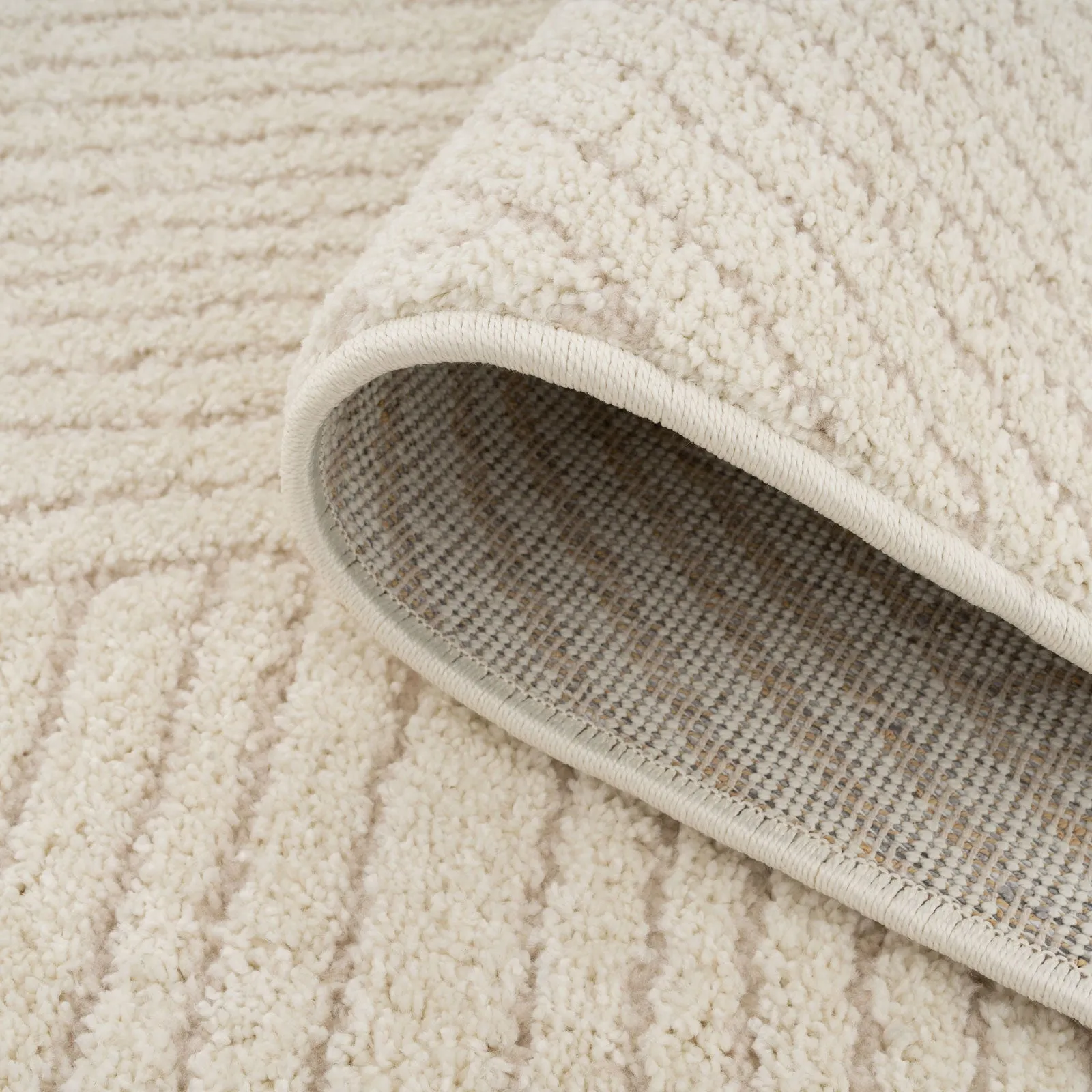 Cream Carved Runner Rug - Affa