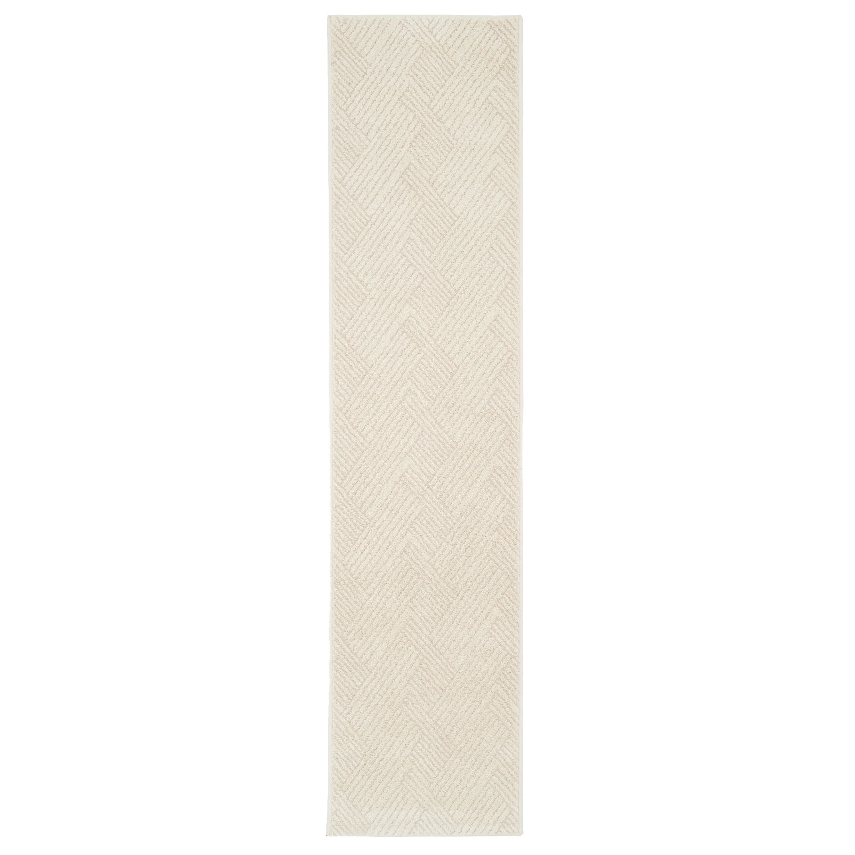 Cream Carved Runner Rug - Affa