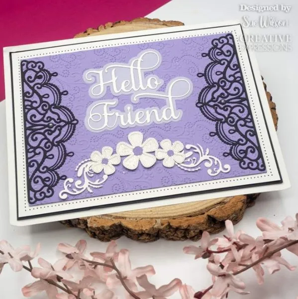 Creative Expressions Craft Dies By Sue Wilson - Noble Shadowed Sentiment Collection - Hello Friend*