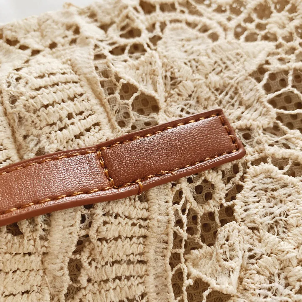 Crochet Lace Shoulder Tote Bag |2 colors|