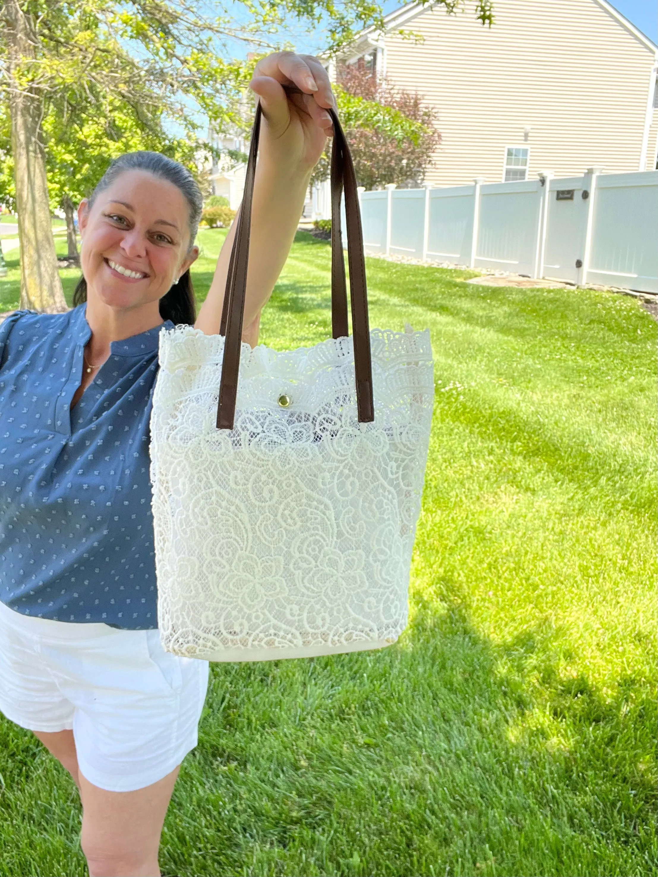 Crochet Lace Shoulder Tote Bag |2 colors|