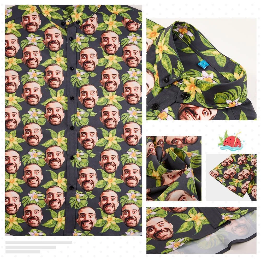 Custom Hawaiian Shirts with Face UK All Over Print Red Hawaiian Shirt Petal