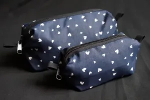 Dark Blue with Small White Hearts