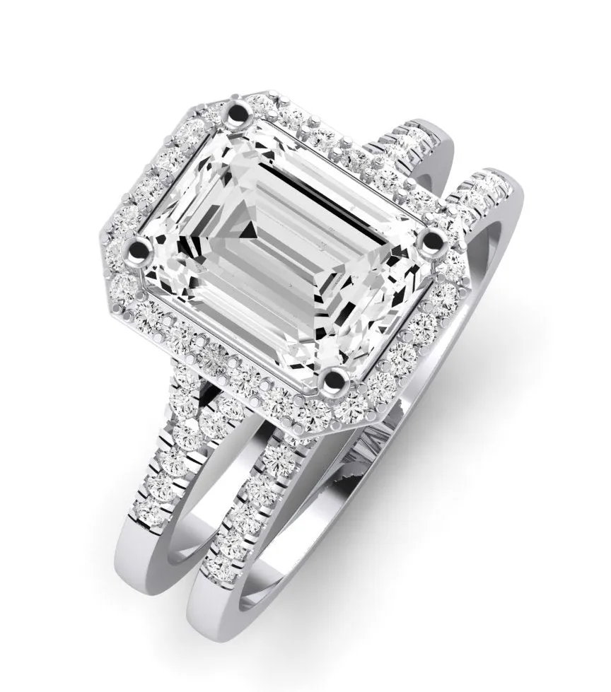 Desert Rose - Emerald Moissanite Bridal Set