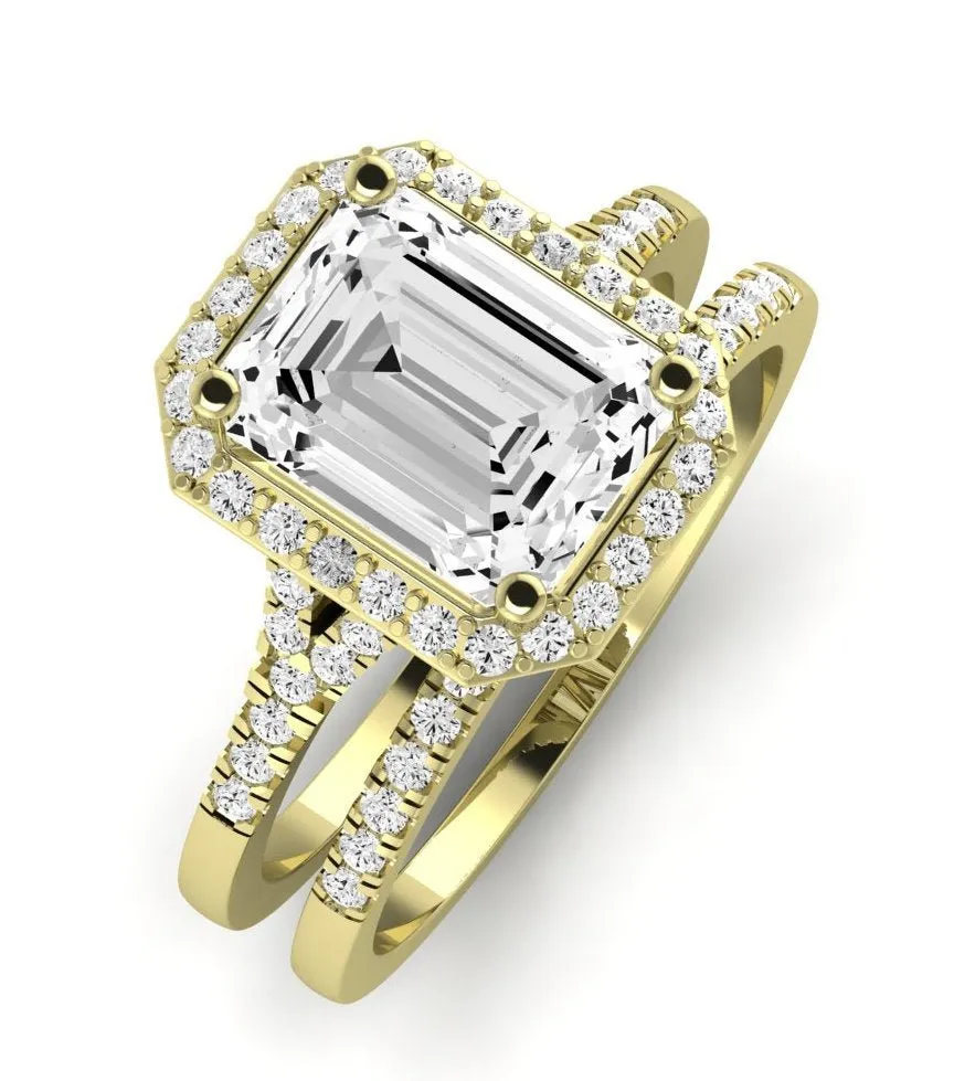 Desert Rose - Emerald Moissanite Bridal Set