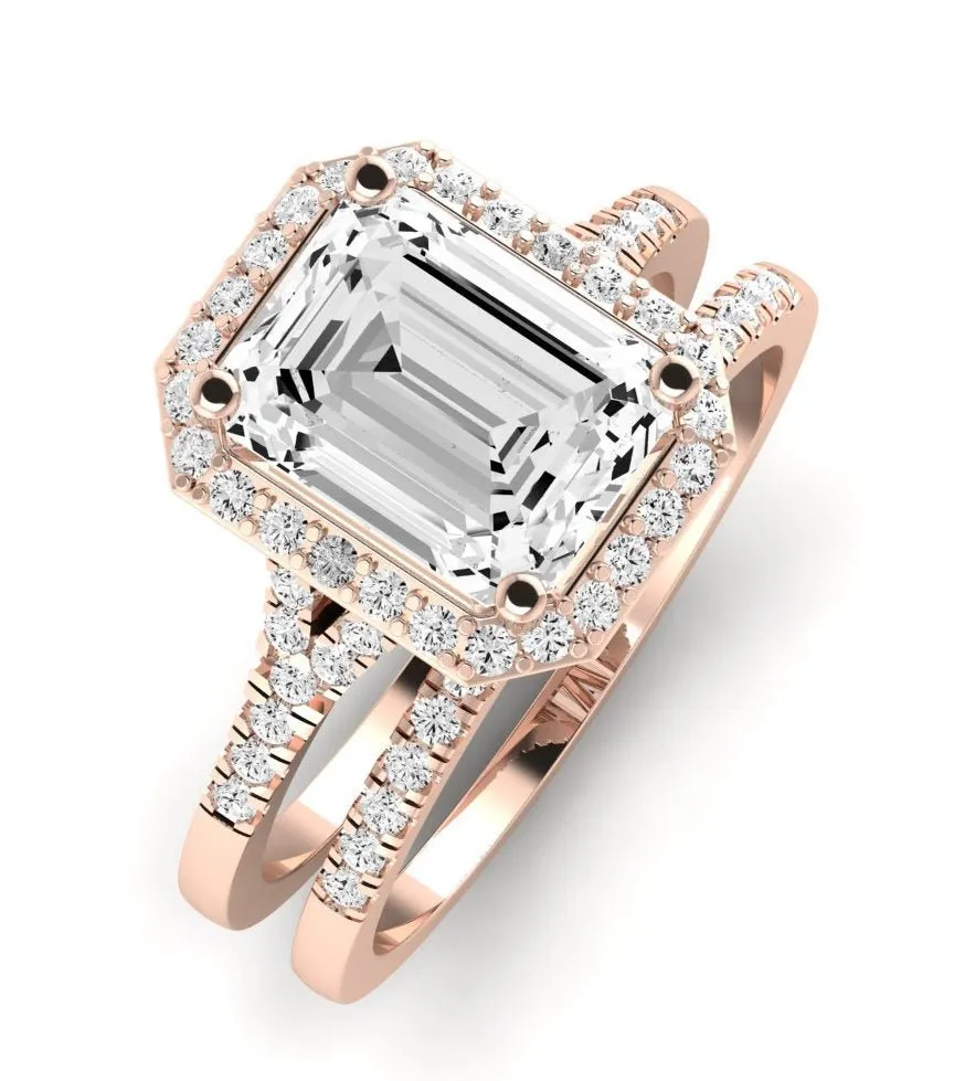 Desert Rose - Emerald Moissanite Bridal Set