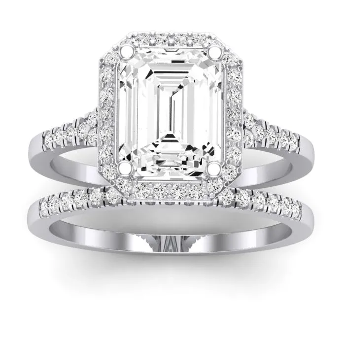 Desert Rose - Emerald Moissanite Bridal Set