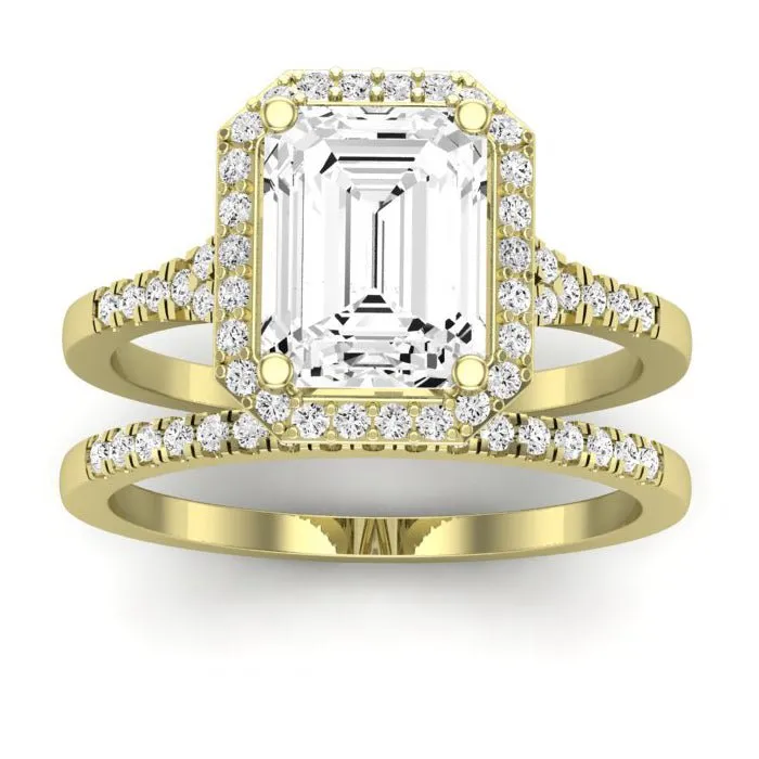 Desert Rose - Emerald Moissanite Bridal Set