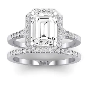 Desert Rose - Emerald Moissanite Bridal Set