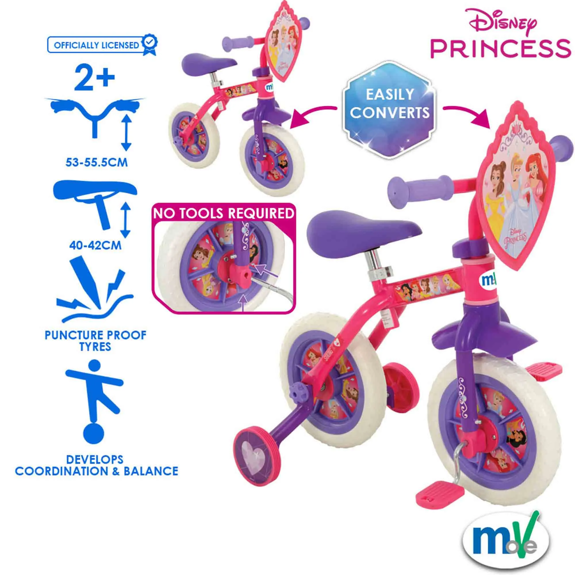 Disney Princess 2-in-1 10" Wheel Size Training Bike