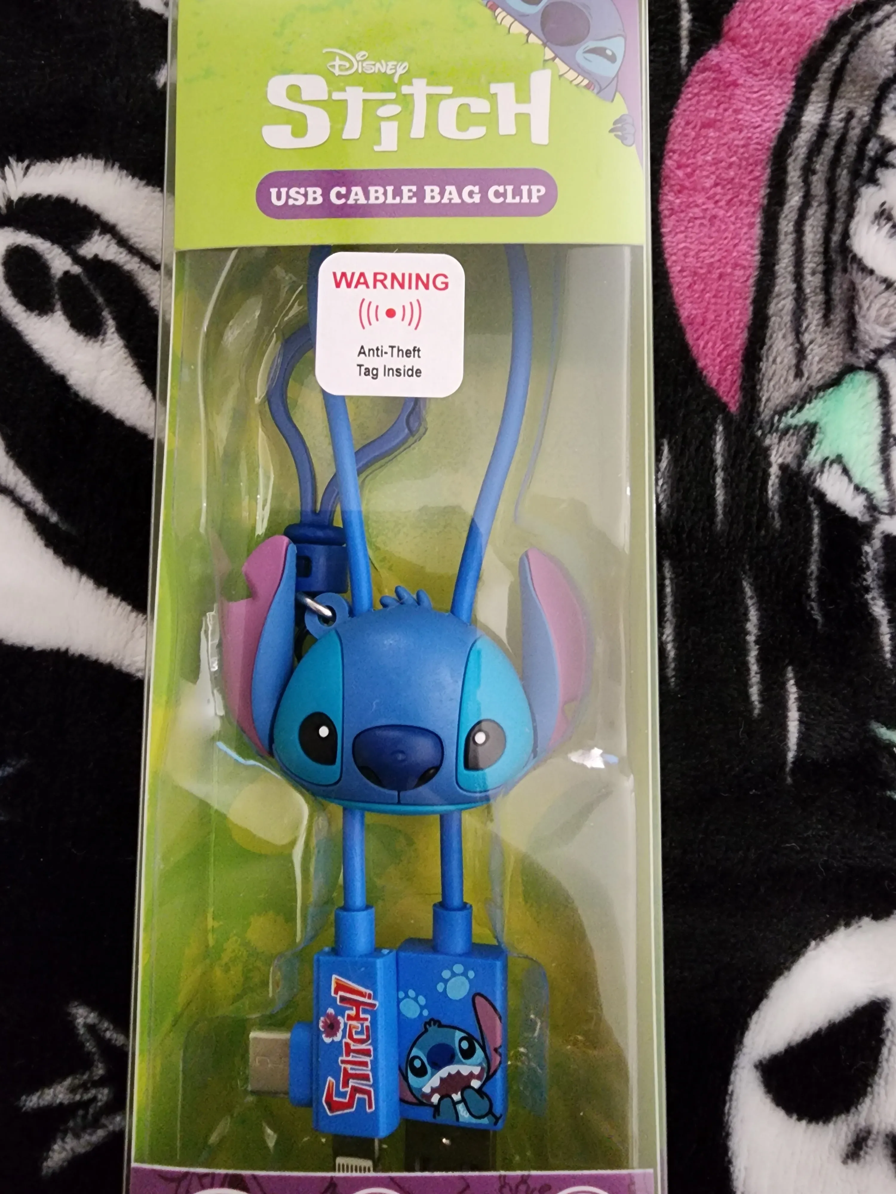 Disney Stitch USB Bag Clip Phone Charging Cord