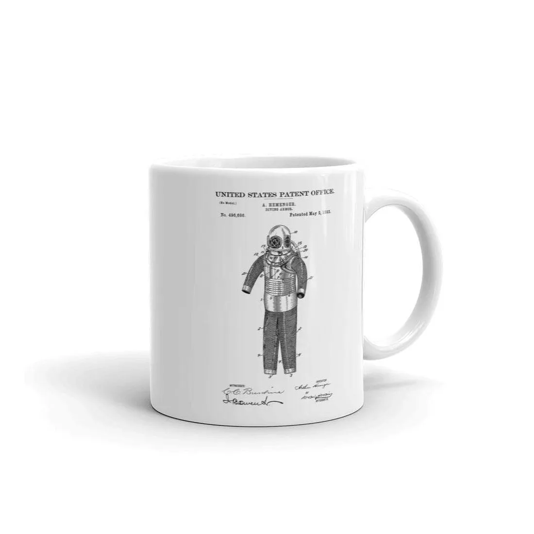 Diving Armor Patent Mug 1893 - Scuba Mug, Diver Gift, Scuba Gift, Scuba Diver, Diver Mug, Patent Mug, Old Patent Mug, Nautical Mug