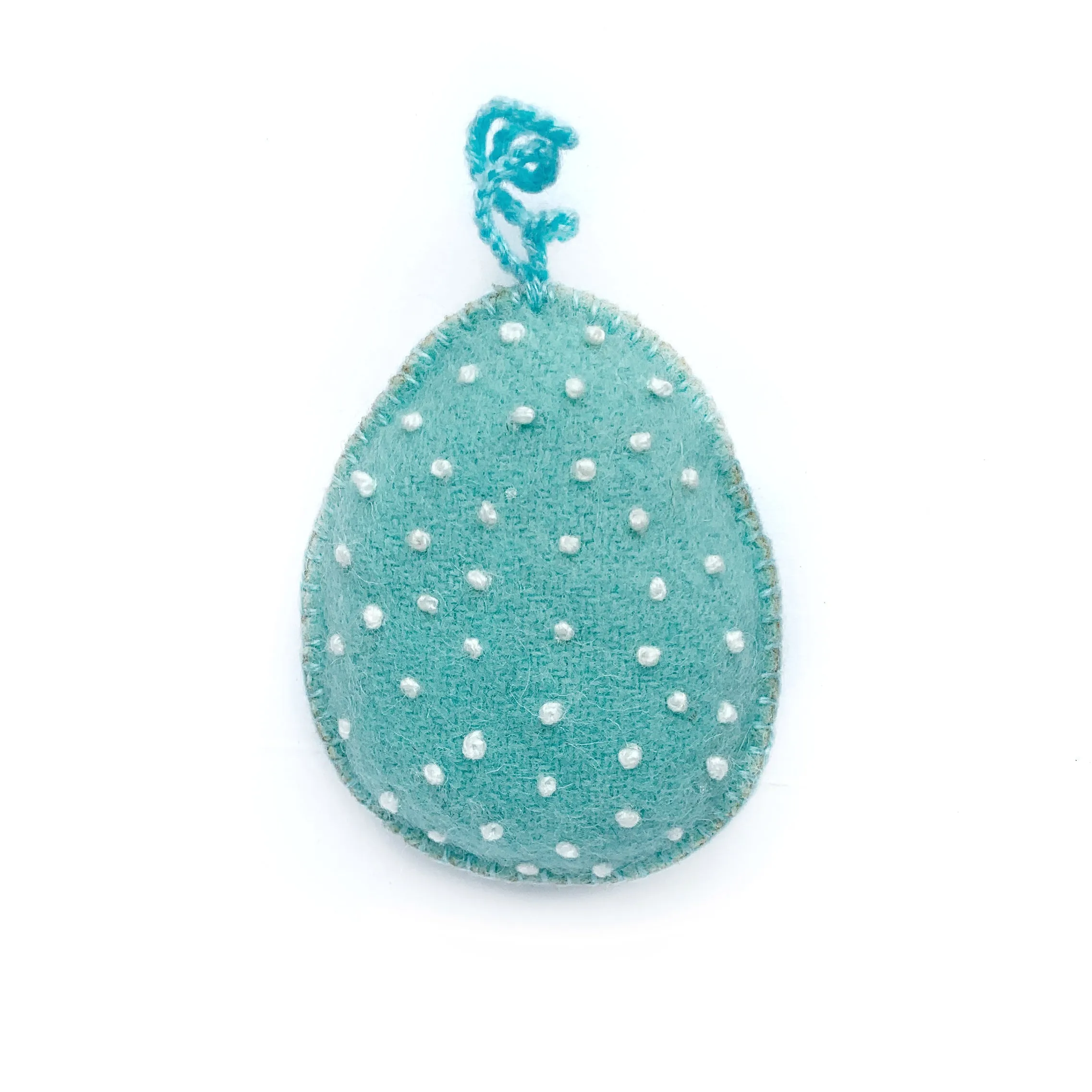 Easter Egg Ornament with Embroidered White Dots