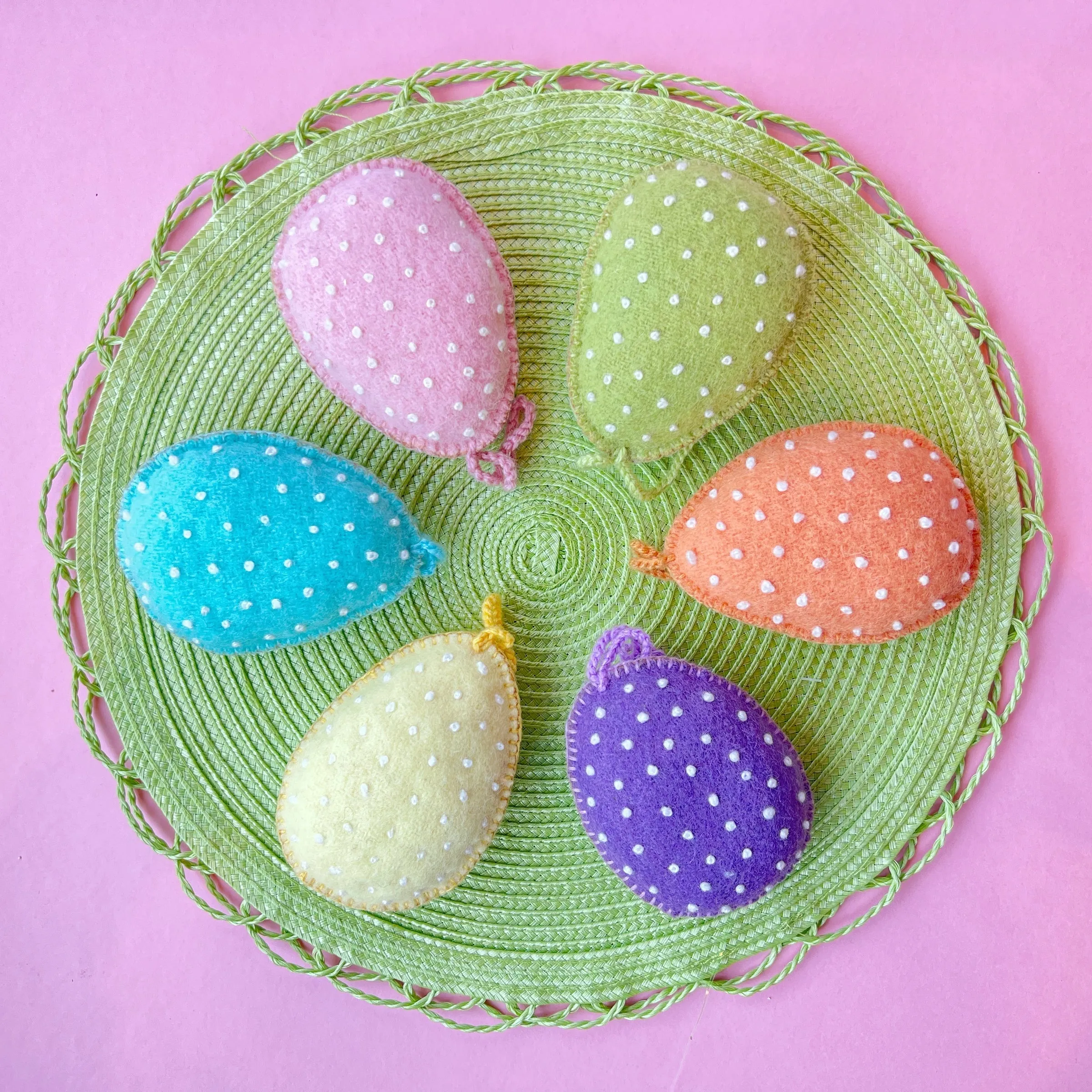 Easter Egg Ornament with Embroidered White Dots