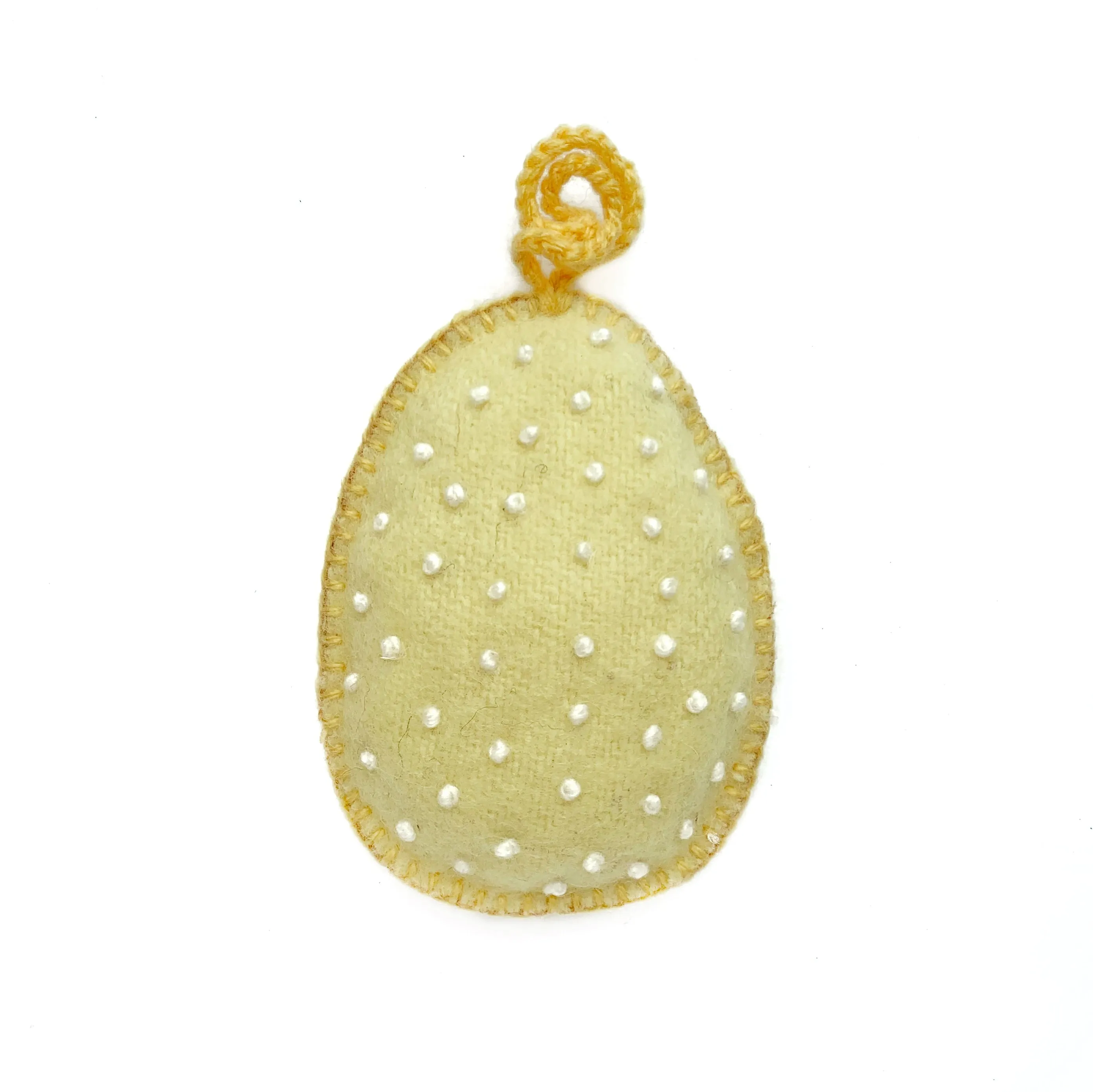 Easter Egg Ornament with Embroidered White Dots