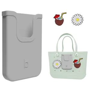 EASYDOG Silicone Phone Holder Compatible with Bogg Bag, Soft Silicone Charm Insert Accessories and Attachment for Bogg Beach Bags, Generic Portable Size Fits for iPhone and Android Phones Grey