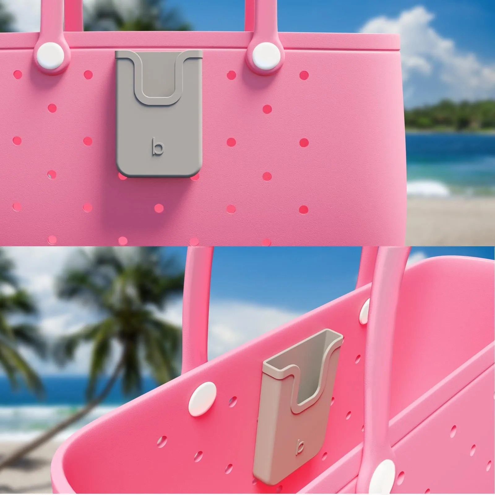 EASYDOG Silicone Phone Holder Compatible with Bogg Bag, Soft Silicone Charm Insert Accessories and Attachment for Bogg Beach Bags, Generic Portable Size Fits for iPhone and Android Phones Grey