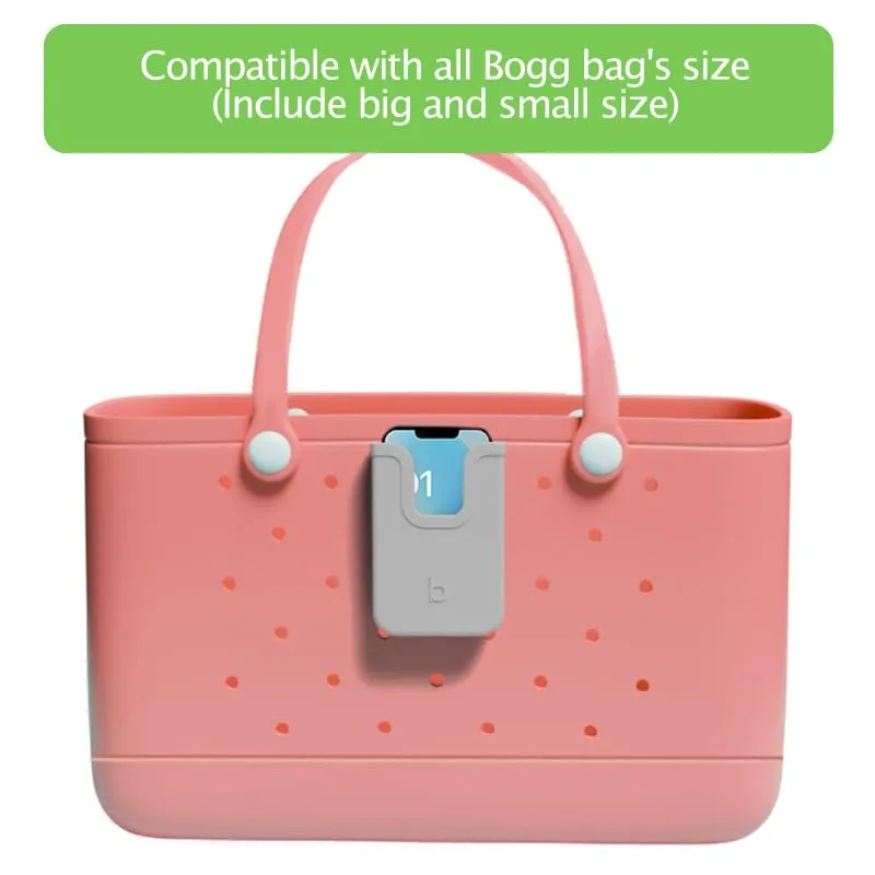 EASYDOG Silicone Phone Holder Compatible with Bogg Bag, Soft Silicone Charm Insert Accessories and Attachment for Bogg Beach Bags, Generic Portable Size Fits for iPhone and Android Phones Grey
