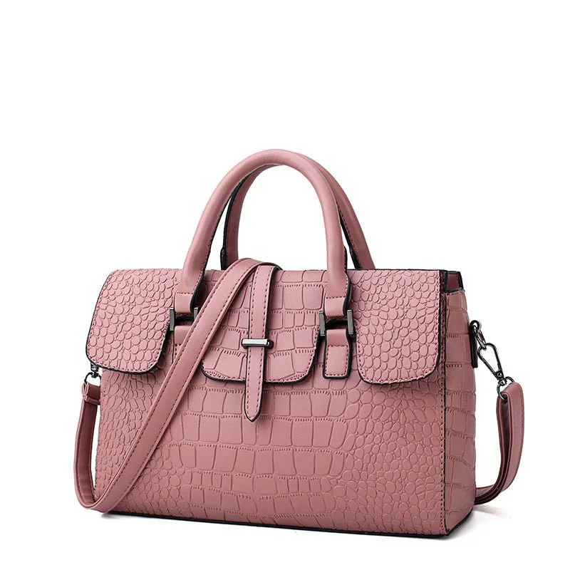 Embossed stone pattern handbag