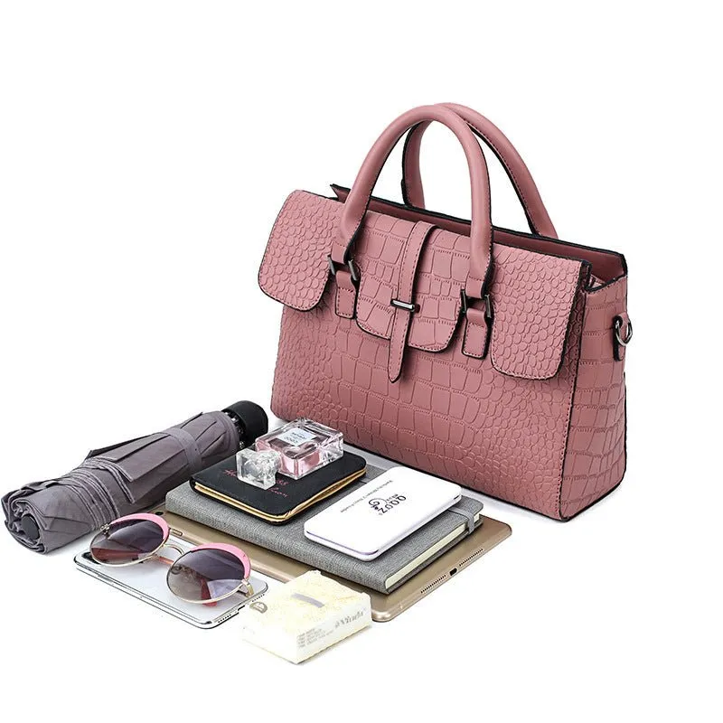 Embossed stone pattern handbag