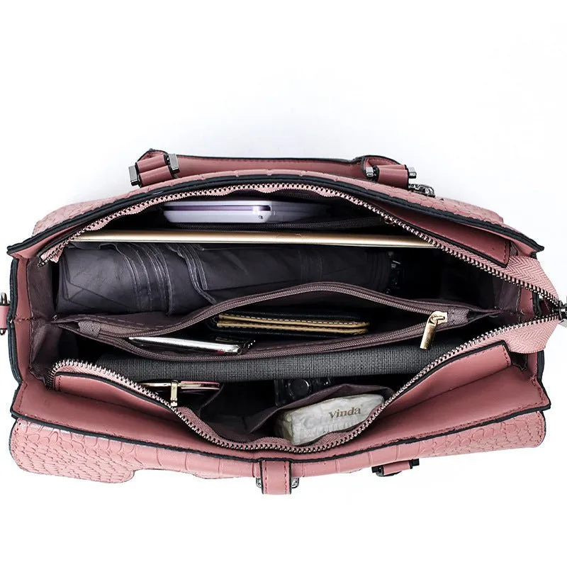 Embossed stone pattern handbag